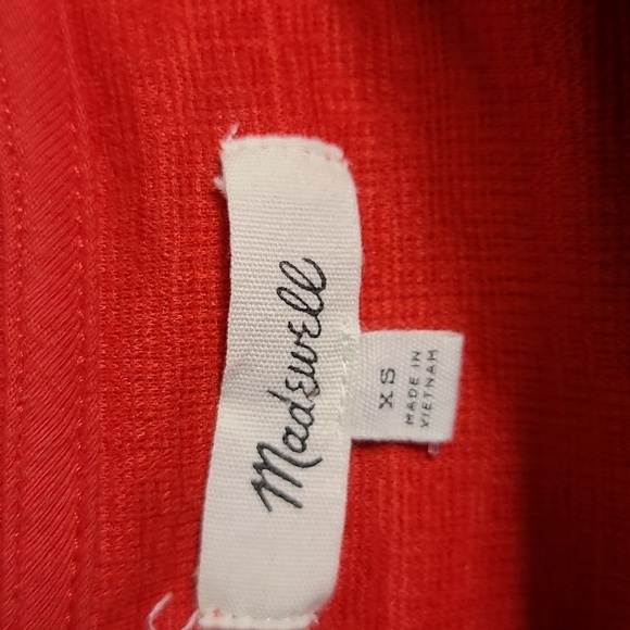 MADEWELL Cold Shoulder Skylark Cotton Blend Red Swing Top Size XS - Picture 2 of 13